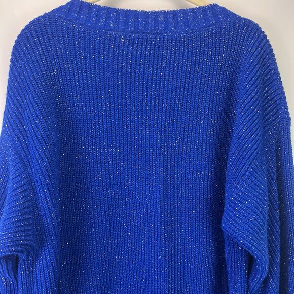 Vintage Objectivity Sweater Women’s OSFM-Large Blue Metallic Knit - Picture 7 of 8